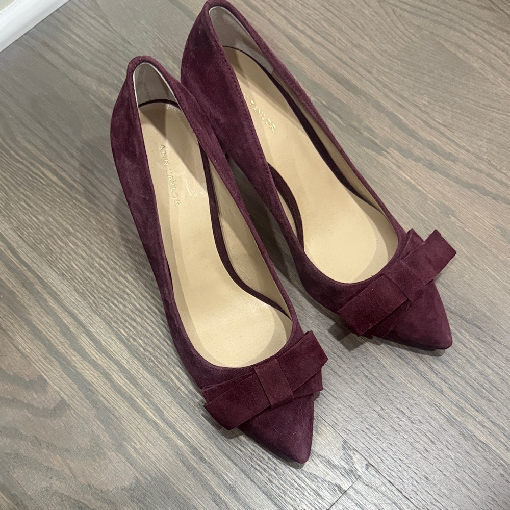Ann Taylor Deep Burgundy Suede Heels